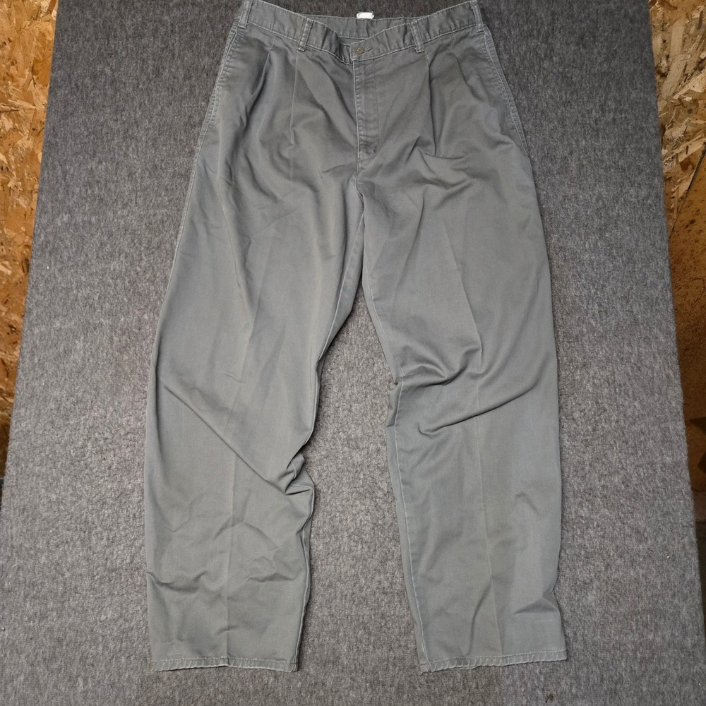 Vintage 90s Levis Dockers Double Pleated Khaki Pants Gray 34x30 Loose Fit USA